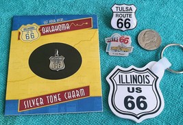 ROUTE 66 - COLLECTABLE ITEMS LOT - SILVER CHARM, KEY CHAIN &amp; PINS - NEW ... - $4.90