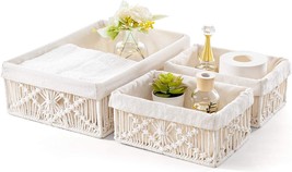 Boho Storage Bins Handmade Woven Decorative Countertop Shelf Cabinet Organizer - £37.74 GBP