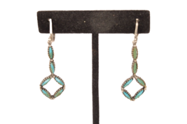 Vintage Clip On Earrings Faux Turquoise and Silver Tone - $6.79