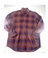 Robert Talbott Shirt Men Medium Orange Purple Button Up Longe Sleeve Cot... - $23.66 CAD