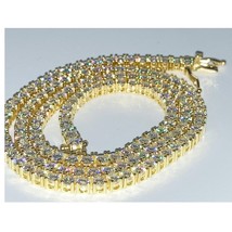 18k Gold Plated Silver Real Moissanite Tennis Chain Necklace 18” 20” 22” 24” 3mm - £319.35 GBP+