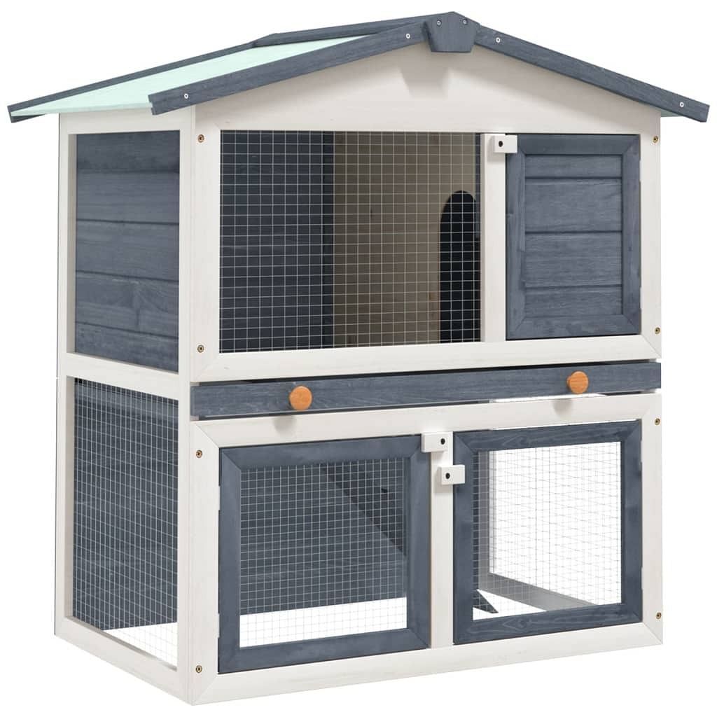  Rabbit Hutch Grey and white Solid pine wood, powder-coated iron mesh - $174.99