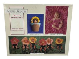Anne Geddes Deluxe Puzzle Set 3 Puzzles 100/550/700 Pieces Baby Flower T... - $17.10