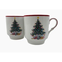 Schumann Arzberg Christmas Mugs Pair Bavaria Germany Vintage Holiday Porcelain - £24.92 GBP
