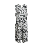 Chico&#39;s (18) Green &amp; White Ikat Tiered V-Neck Maxi Dress W/ Pockets  - £35.44 GBP