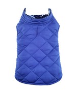 Warm Reversible Fleece Lined Blue and Navy Plaid Puffer Dog Coat Sizes X... - $34.99
