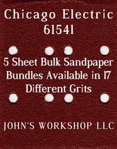 Chicago Electric 61541 - 1/4 Sheet - 17 Grits - No-Slip - 5 Sandpaper Bulk Bdls - $4.99