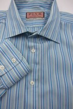 GORGEOUS Thomas Pink London Blue &amp; White Stripe Cotton Dress Shirt 16.5x35 - £35.65 GBP