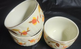 THREE (3) Hall&#39;s Superior ~ Custard Bowls ~ Autumn Leaf Pattern ~ 3.5&quot; Dia. - £20.58 GBP