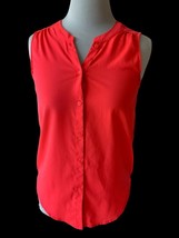 American Eagle Outfitters Ladies Sleeveless Coral Button Front Shirt Top Euc Xs - £13.64 GBP