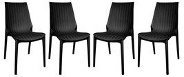 LeisureMod Kent Modern Outdoor Stackable Dining Chair, Black - $5,306.37 MXN