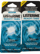 2 X Listerine Ready Tabs Chewable Clean Mint On The Go Mouth Clean 16 Count 8 Ea - £22.41 GBP