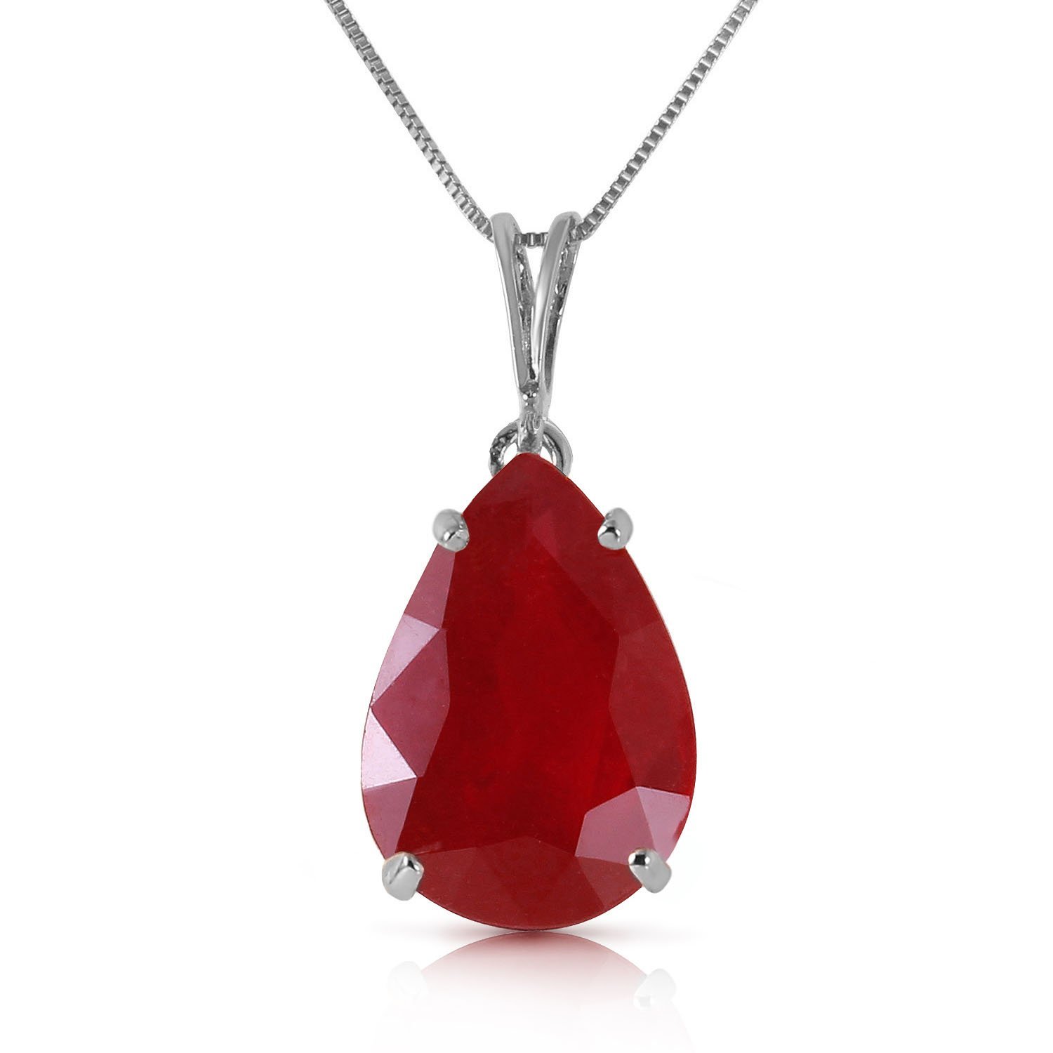 Pear-Cut Lab-Created Ruby Pendant Necklace, 9k White Gold Box Chain, 0.5... - $554.39