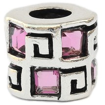 Geometric Design Pink European Bead Pandora Style Chamilia Troll Biagi - $4.83