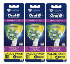 Oral B Cross Action Electric Toothbrush Replacement Heads 4 Count 3 Pack - £52.71 GBP