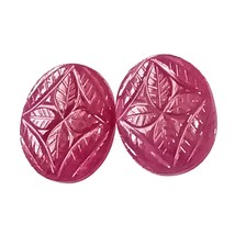 Hand Engraved Ruby Pair, No Heat Ruby, Ruby Earring, Carved Ruby, 14.19 Cts., Ru - £233.24 GBP