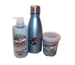 Victoria's Secret PINK Water Set -Sea Mineral Lotion, Body Scrub Polish, Bottle - £28.76 GBP