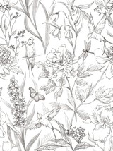 Black White Vintage Botanical Birds Shelf Liner Contact Paper Peel And Stick - £23.33 GBP