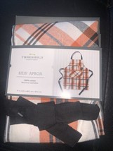Chef Apron Plaid Orange Black White By Threshold New Gift Cotton Tie Back Kids - £11.93 GBP