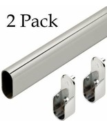 2 Pack Premium Oval Steel Wardrobe Closet Rods with End Supports Polishe... - $38.53 CAD+