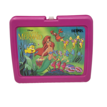 VINTAGE 1990&#39;s ALADDIN PINK DISNEY LITTLE MERMAID PLASTIC LUNCHBOX LUNCH... - $9.50