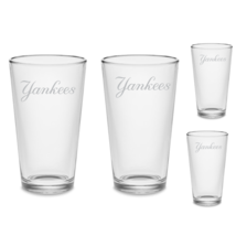  SET OF 4  New York Yankees Beer Pint Etched Tumbler Glasses - £39.57 GBP