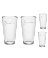  SET OF 4  New York Yankees Beer Pint Etched Tumbler Glasses - £39.23 GBP