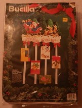 Bucilla Felt Christmas Card Holder Santa In Sleigh &amp; Reindeer 83120 22&quot; x 15&quot;  - £29.75 GBP