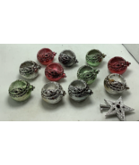 Lot of 12 Vintage Round Bradford Double Indented 50s MCM Ornament, Plast... - $44.03 CAD