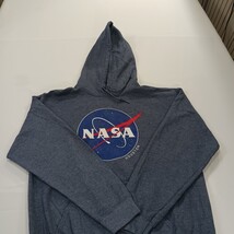 NASA Houston Men Bluish Gray Hoodie Pullover Graphic Sweatshirt Size M Chest 44" image 13