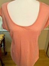Loft Lady&#39;s Linen Top By Ann Taylor Medium Orange Short Sleeve - £16.21 GBP