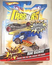 2007 Hot Wheels Crashers Front Flipping Bone Bashers Blue w/Bonus Car Surf Crate - £22.03 GBP