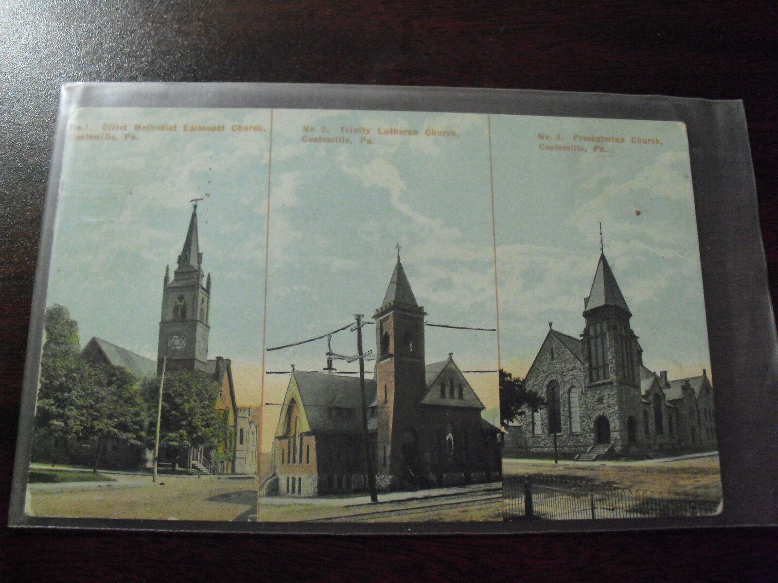 Vintage 1910 Postcard - 3 Churches in Coatesville PA Chester County - $16.83