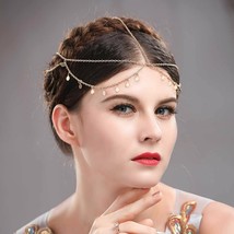 Aukmla Headband Women Head Jewelry Hair Chain Sequins Gold Coin Discs BOHO New! - £9.35 GBP
