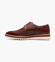 25725-221 Stacy Adams Alario Wingtip Oxford Croco Leather Shoes Cognac image 5