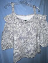 New Ralph Lauren Womens Top Cold Shoulder Blouse Black &amp; White Leaves Co... - $38.42 CAD