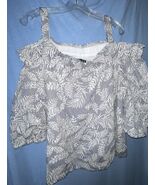 New Ralph Lauren Womens Top Cold Shoulder Blouse Black &amp; White Leaves Co... - $38.37 CAD