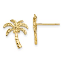 14K Gold Palm Tree Post Earrings Jewerly - £99.75 GBP