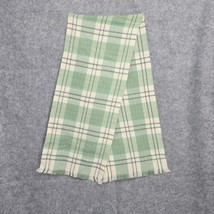 Betmar Woman Scarf 13&quot; Wide x 53&quot; Long Cream Green Plaid Made in France NWT - £12.39 GBP