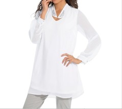 Mother of Bride Groom Evening Women&#39;s Church Cruise White Tunic Top Plus... - £63.45 GBP