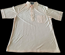 Puritan Vintage 70s Polo Golf Shirt Polyester Coral M Medium - £13.52 GBP