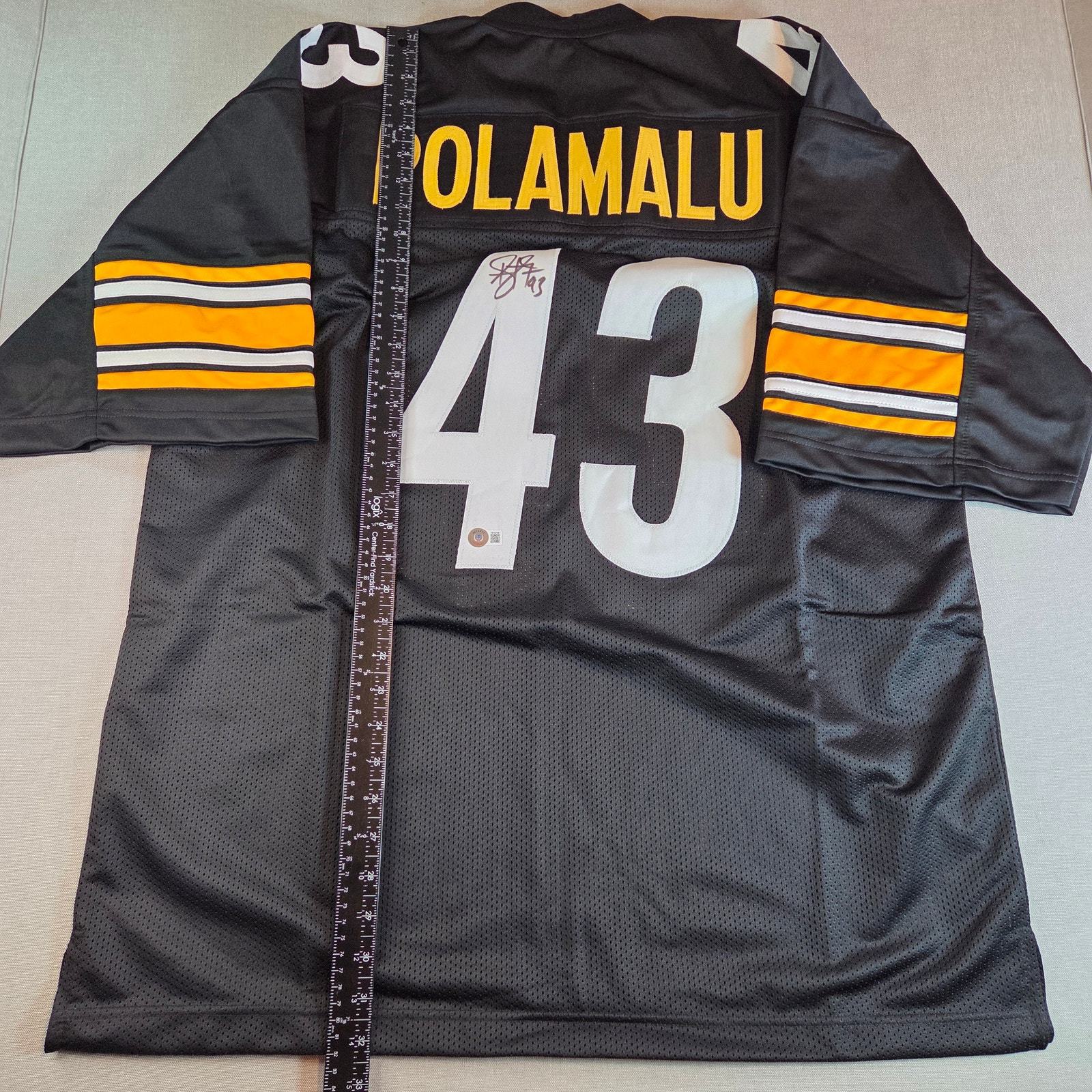 Troy Polamalu #43 Autographed Custom Steelers Jersey Beckett W754188 XL Item image 5