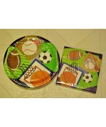 Paper Plates &amp; Napkins Team Sports Baseball Soccer Football Party Set New - £8.66 GBP