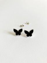 Onyx Butterfly Earrings in Silver - £35.30 GBP