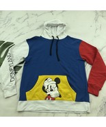 Disneyland Mens Color Block Hoodie Sweatshirt Size M Blue Red Mickey Pul... - $40.60 CAD