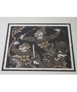 Vintage Ravana Painting On Silk Thai Asian Gold Black Print Framed - $462.61 MXN