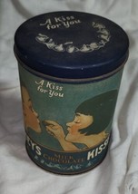 Vintage Hersheys A Kiss For You 1980 Metal Tin Boy &amp; Girl Advertising - £15.65 GBP