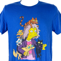 Crazy Cat Lady Characters The Simpsons M Blue T-Shirt size Medium Mens 38x27 - £19.22 GBP