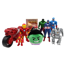 9 Marvel Action Figure Collectibles Iron Man Hulk Captain America Motorcycle Lot - $29.69