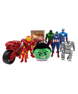 9 Marvel Action Figure Collectibles Iron Man Hulk Captain America Motorc... - £23.29 GBP